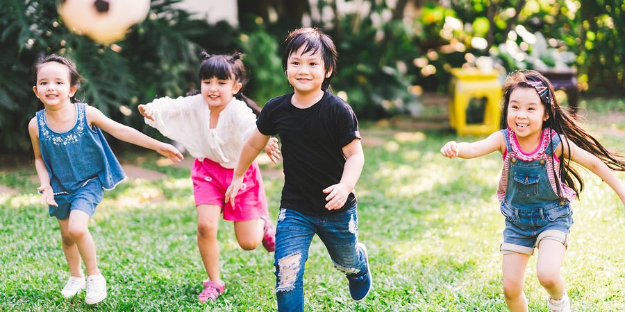 Asian and mixed-race kids exercising at a young age.